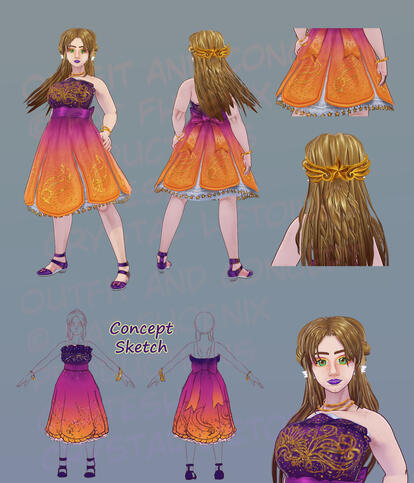 Sunset Phoenix Dress Vroid Concept (CSP/Vroid Studio, 2022-2023)