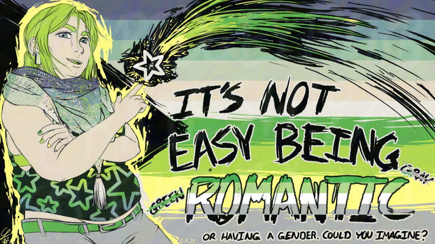 It's Not Easy Being Romantic (3 hour pallet illustration; CSP, June)